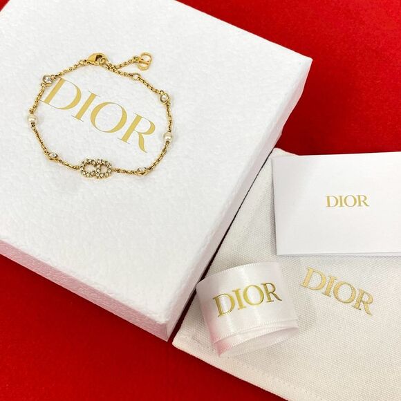 Christian Dior CD Logo Faux Pearl Bracelet